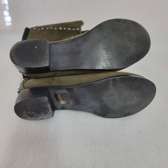 Midnight Velvet Olive Green Over The Knee Boots W Studded Detail Size 9W - Picture 2 of 16